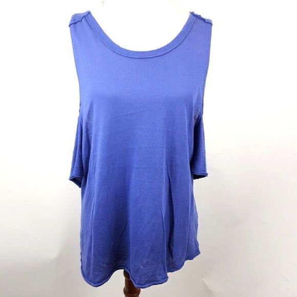 We the Free Free People Taurus Purple Cold Shoulder Split Back T Shirt Top M - Picture 1 of 4